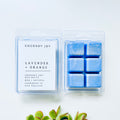 Lavender and Orange Coconut Soy wax melts. Made from natural coconut and soy waxes and high-quality fragrance oils. Vegan, natural, paraffin-free, and phthalate-free. A safer and cleaner way to make your home beautifully fragrant. Handmade in New Zealand. Available at Cocosoy Joy NZ.