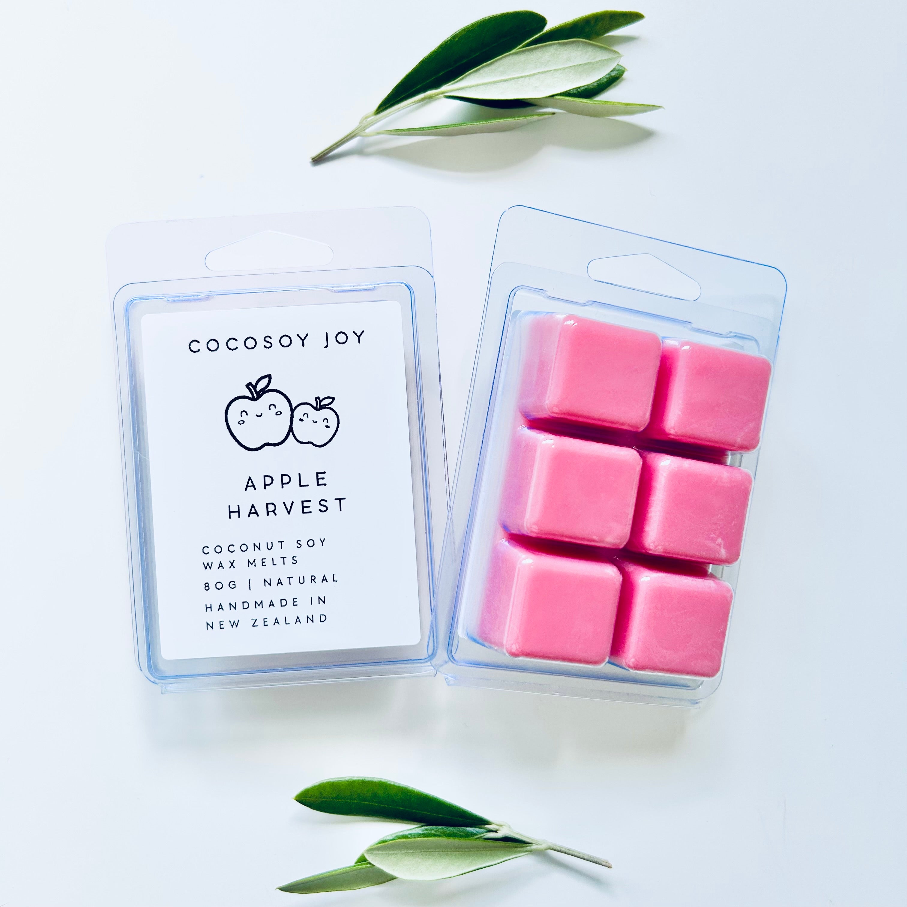 Apple Harvest Coconut Soy wax melts. Made from natural coconut and soy waxes and high-quality fragrance oils. Vegan, natural, paraffin-free, and phthalate-free. A safer and cleaner way to make your home beautifully fragrant. Handmade in New Zealand. Available at Cocosoy Joy NZ.