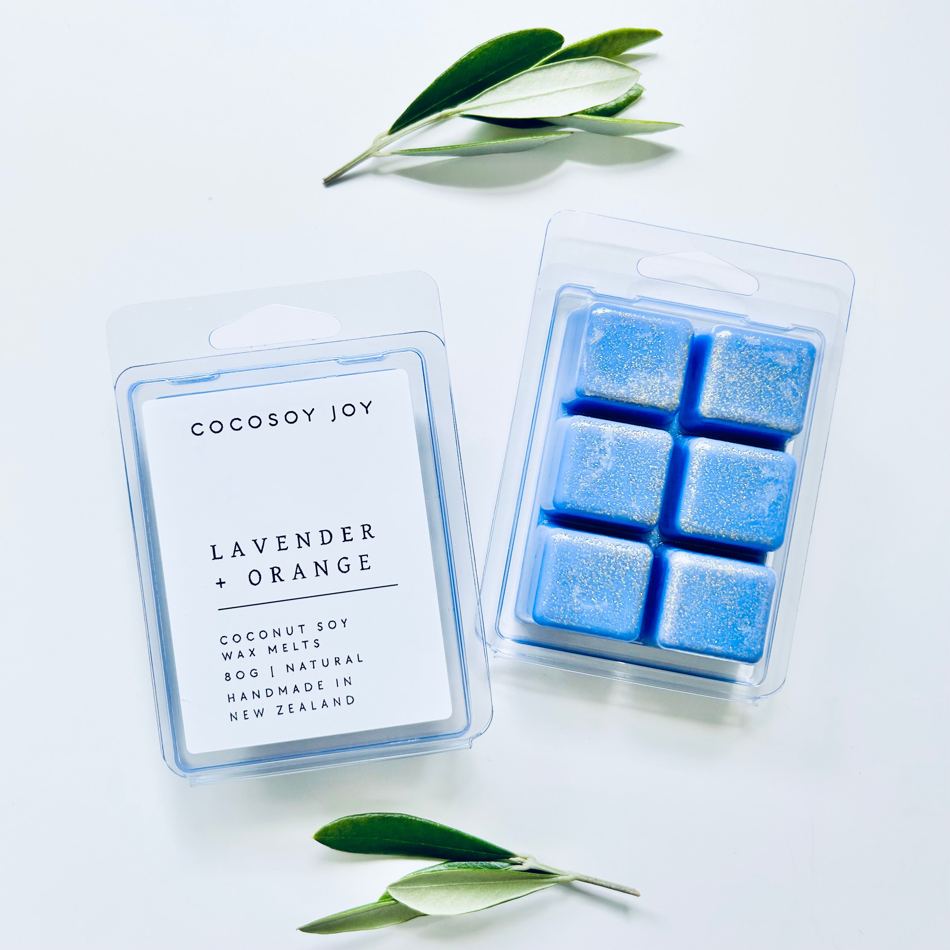 Lavender and Orange Coconut Soy wax melts. Made from natural coconut and soy waxes and high-quality fragrance oils. Vegan, natural, paraffin-free, and phthalate-free. A safer and cleaner way to make your home beautifully fragrant. Handmade in New Zealand. Available at Cocosoy Joy NZ.