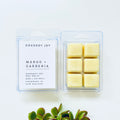 Mango and Gardenia Coconut Soy wax melts. Made from natural coconut and soy waxes and high-quality fragrance oils. Vegan, paraffin-free, and phthalate-free. A safer and cleaner way to make your home naturally fragrant. Handmade in New Zealand. Available at Cocosoy Joy NZ.
